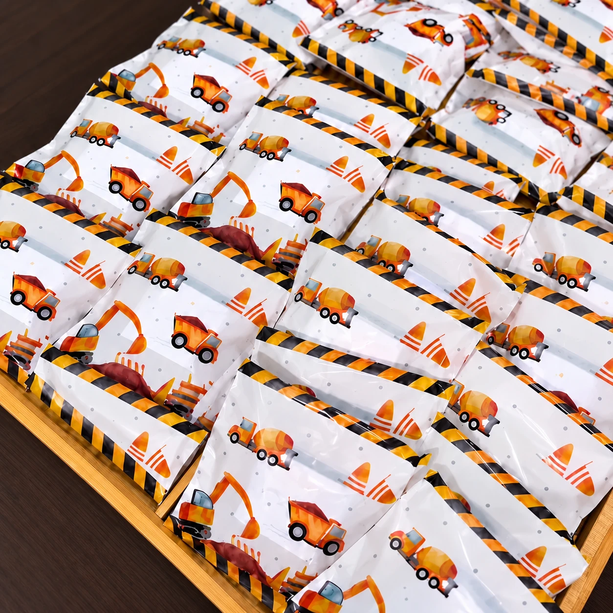 Construction-themed cookie party packs